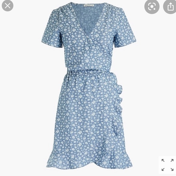 J. Crew Factory Dresses & Skirts - J. Crew Blue Chambray 100% Cotton Faux Wrap Dress size XXS